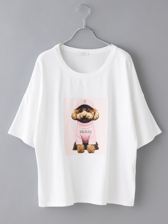 ドッグフォトプリント半袖Tシャツ(プードル)