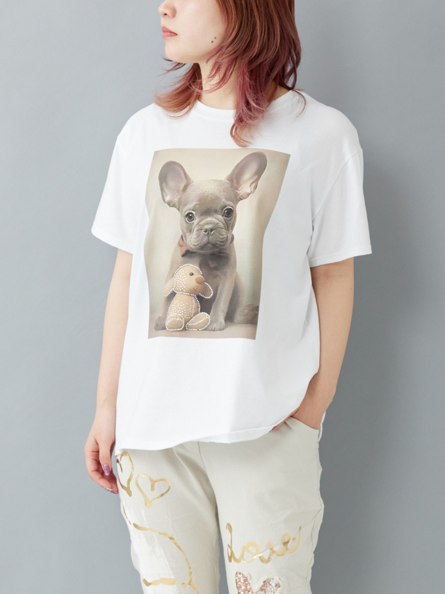 スパンコール付きフレブルTシャツ