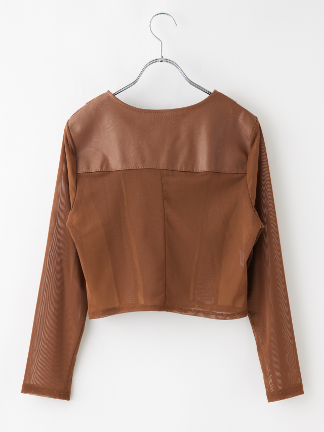 メッシュコンビエコレザージャケット la primavera online store