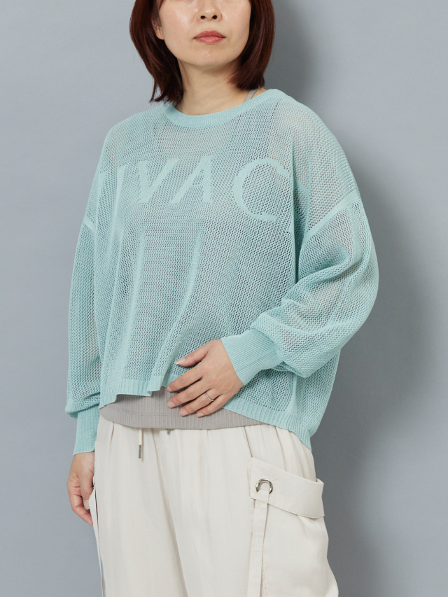ロゴ入りメッシュニット