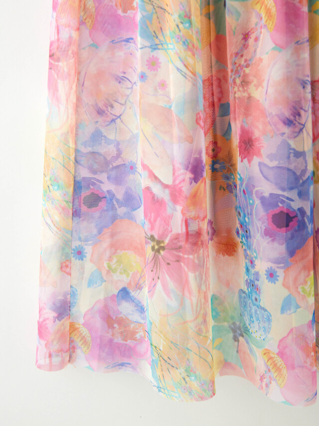 花クラゲ柄チュールティアードスカート la primavera online store