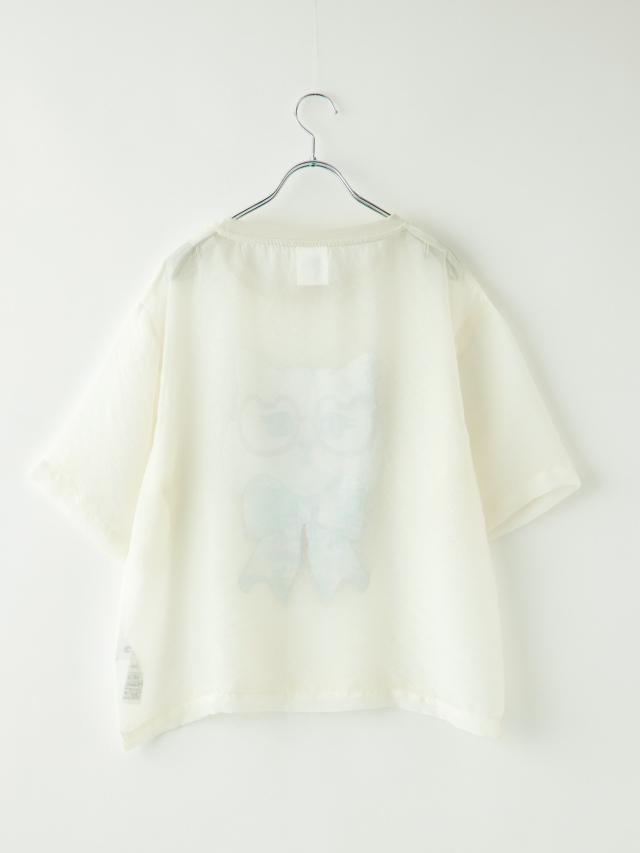 tシャツ 152661：眼鏡リボンネコ柄シアープルオーバー レディース リボンネコ柄シアーTシャツ la primavera online store