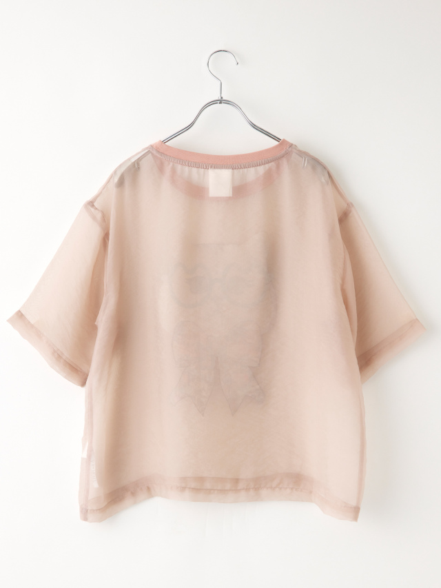 tシャツ 152661：眼鏡リボンネコ柄シアープルオーバー レディース リボンネコ柄シアーTシャツ la primavera online store