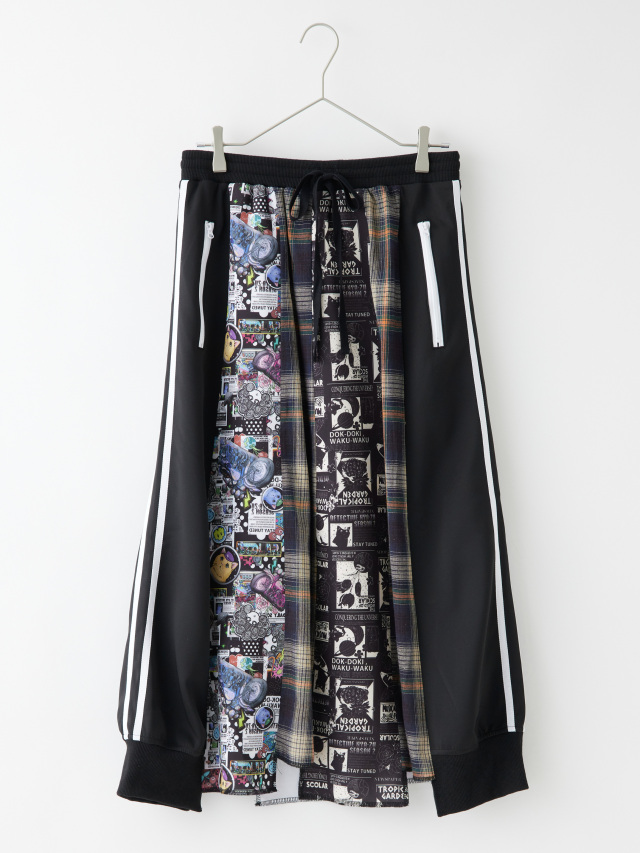 サイドラインチェック×コラージュ切替ジョガースカート