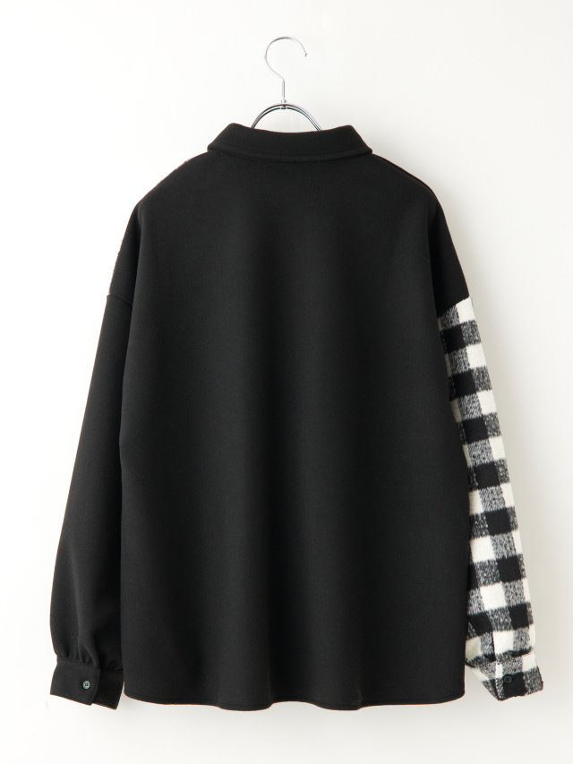 フラワー刺繍シャツジャケット チェック切替POP刺繍シャツジャケット la primavera online store