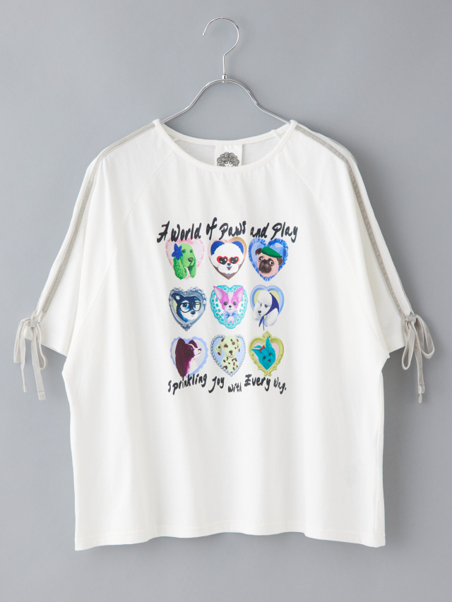 ベロアラインDOGプリントTシャツ
