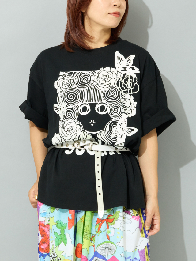 UVプリントローズフラワー女の子Tシャツ