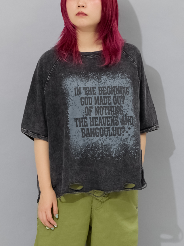 メッセージロゴダメージショートTシャツ