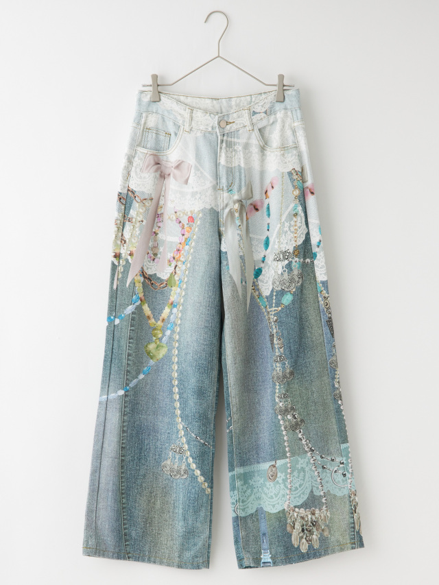 リボンレースフォトコラージュデニム