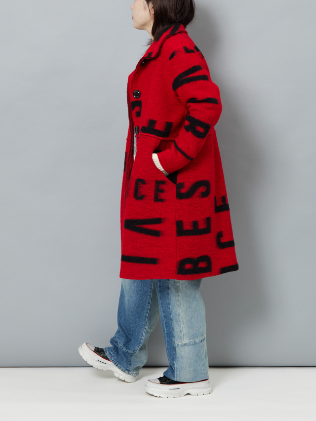 ランダムロゴスタンドカラー圧縮ウールコート la primavera online store