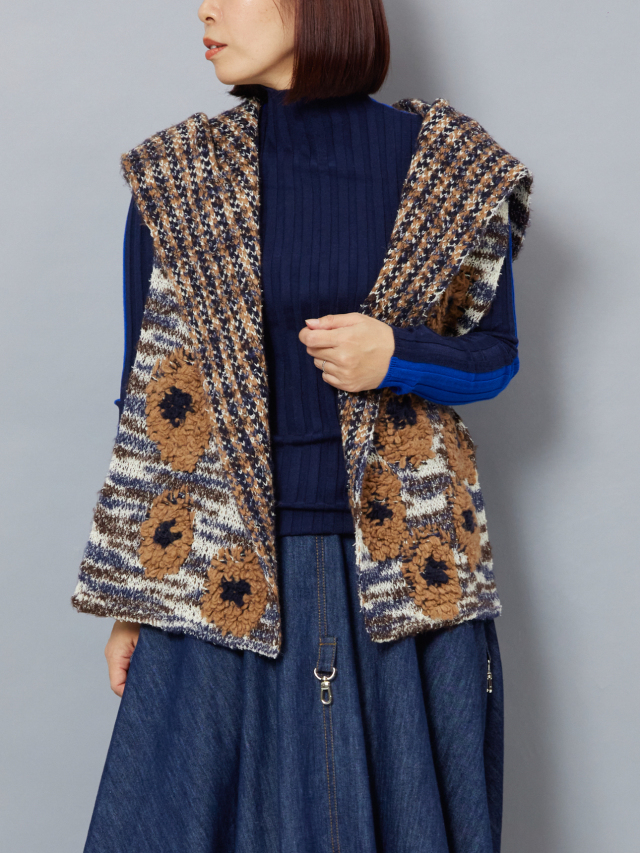 フラワーモチーフフーディーマフラー la primavera online store