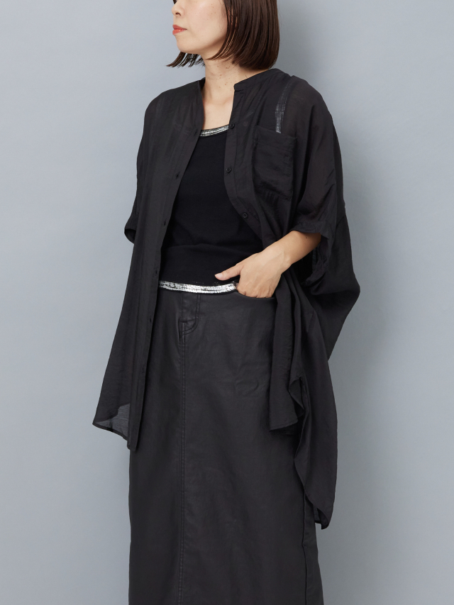 ノーカラーシアーロングブラウス la primavera online store