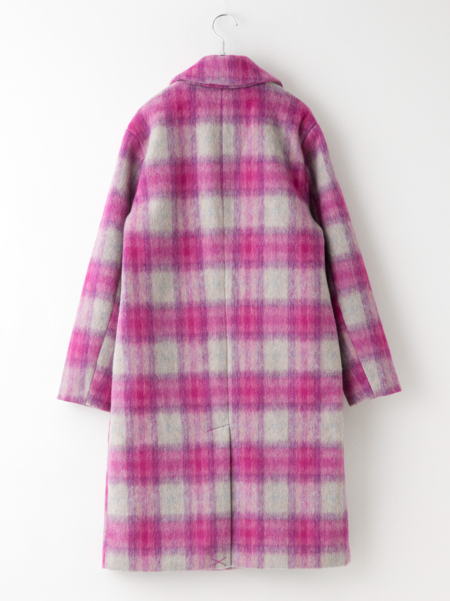 タータンチェックロングチェスターコート la primavera online store