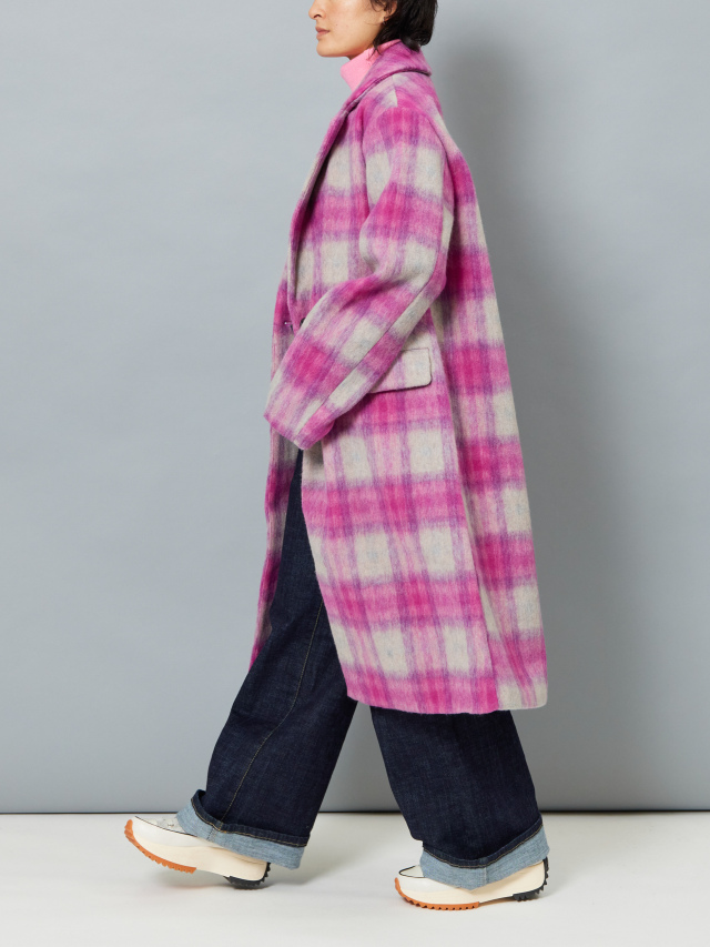 タータンチェックロングチェスターコート la primavera online store