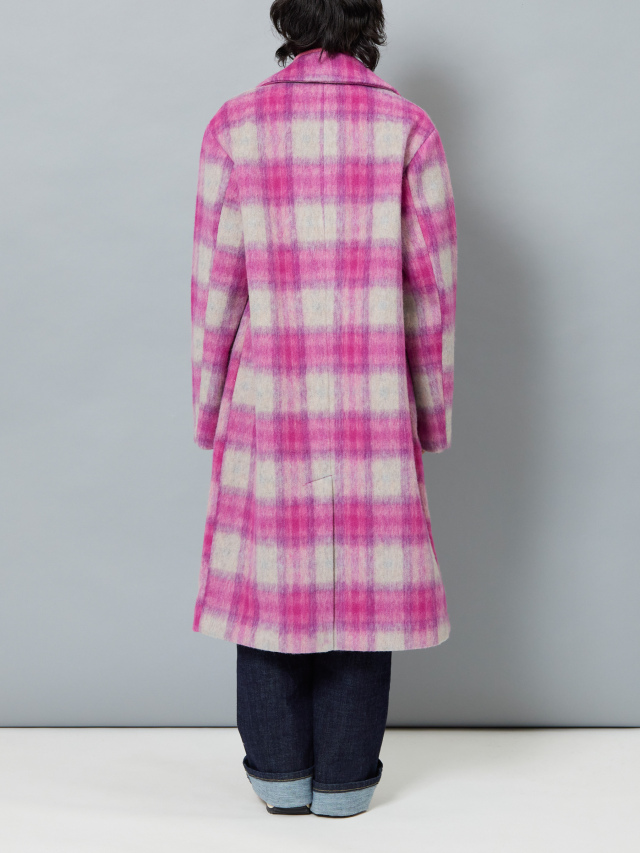 タータンチェックロングチェスターコート la primavera online store