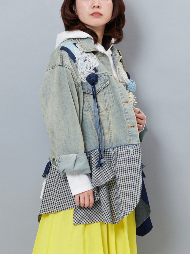 レースモチーフフリルデコデニムジャケット la primavera online store