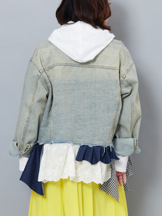 レースモチーフフリルデコデニムジャケット la primavera online store