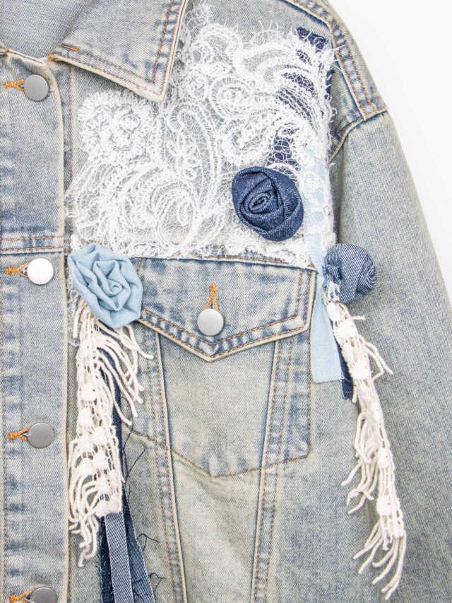 レースモチーフフリルデコデニムジャケット la primavera online store