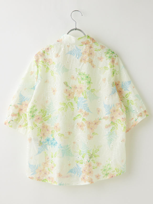 フラワープリント刺繍バルーンスリーブブラウス la primavera online store