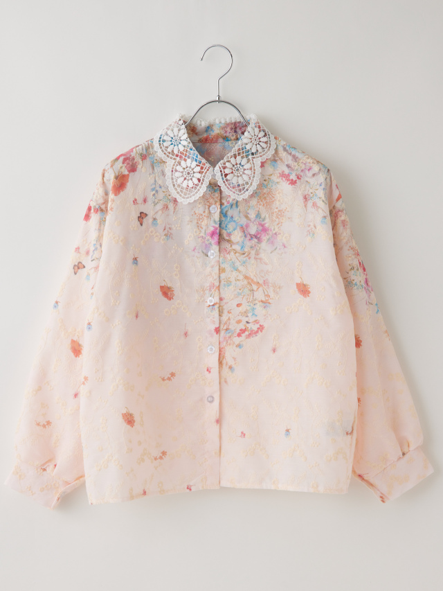 レース襟フラワー刺繍ブラウス la primavera online store