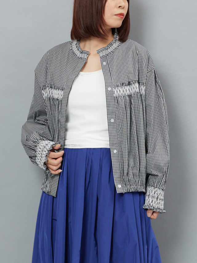 3/4LIVE】ギャザーステッチチェックシャツ la primavera online store