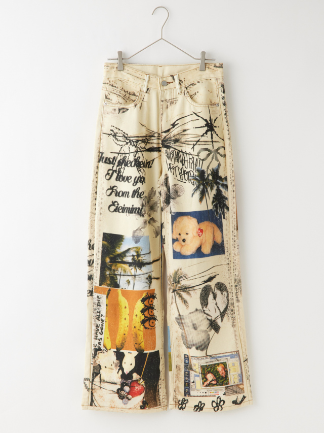 リゾードフォトコラージュプリントデニム