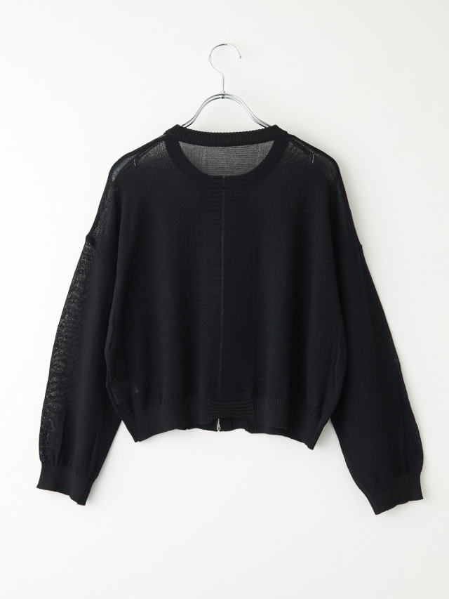 スペイン製 ラムレザー ニット カーディガン 黒 えんじ サークルZIPサマーニットカーディガン la primavera online store