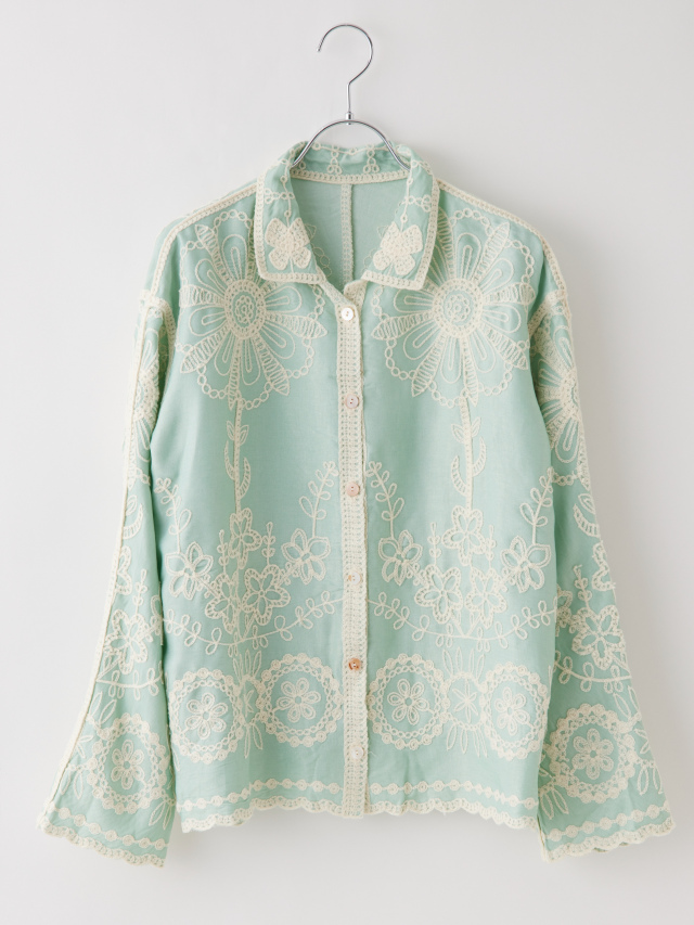 フラワー刺繍カラーブラウス la primavera online store