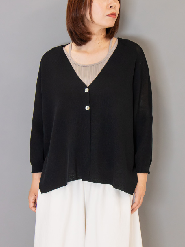 Vネックサマーニットロングカーディガン