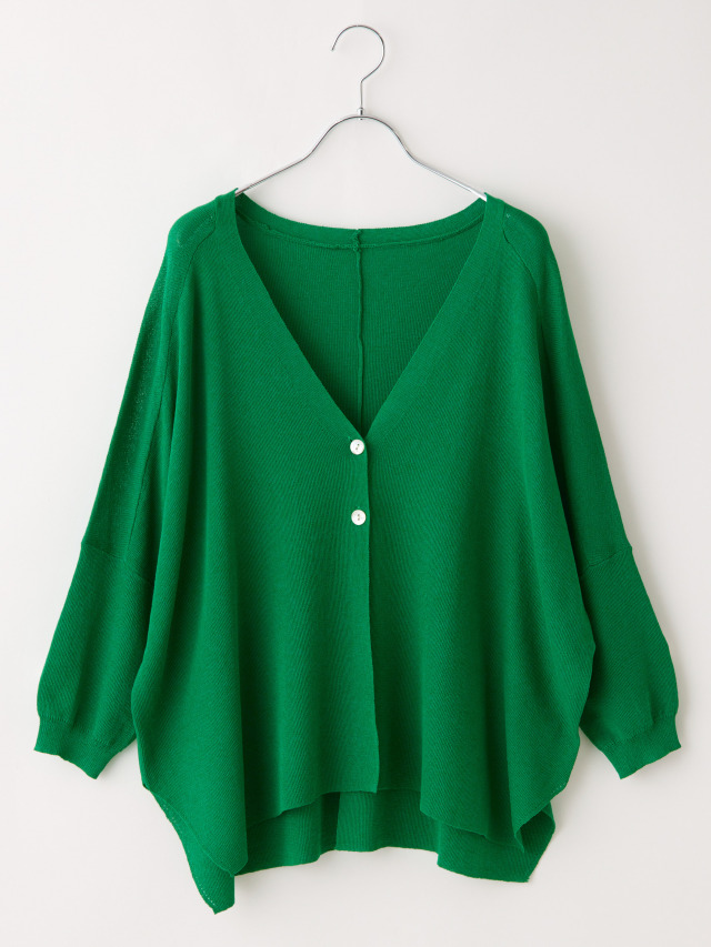 Vネックサマーニットロングカーディガン