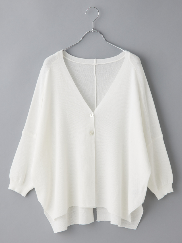 Vネックサマーニットロングカーディガン