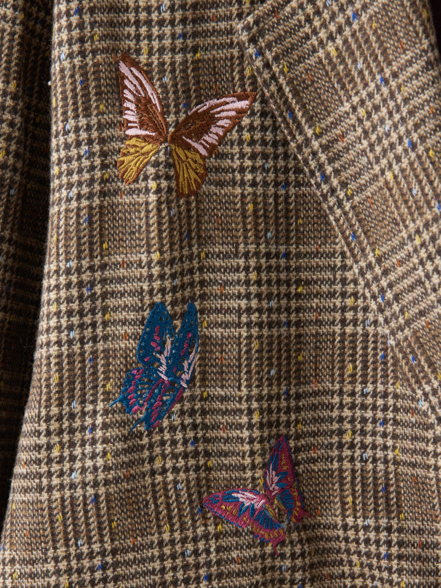 フラワー刺繍入り千鳥格子ビッグジャケット la primavera online store