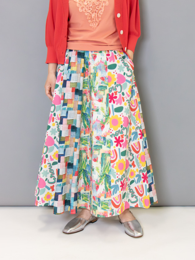 マルチプリント切替ギャザースカート