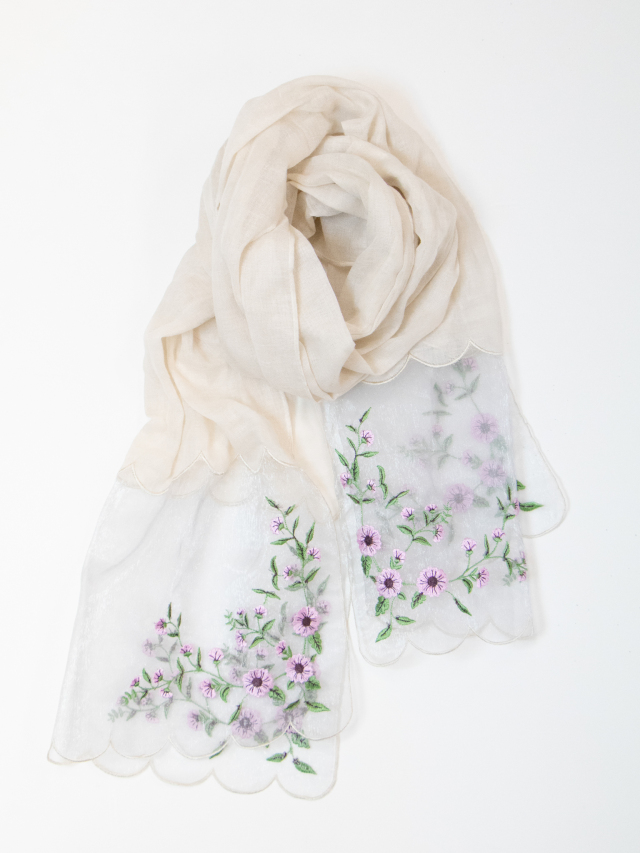 オーガンジーフラワー刺繍ストール la primavera online store