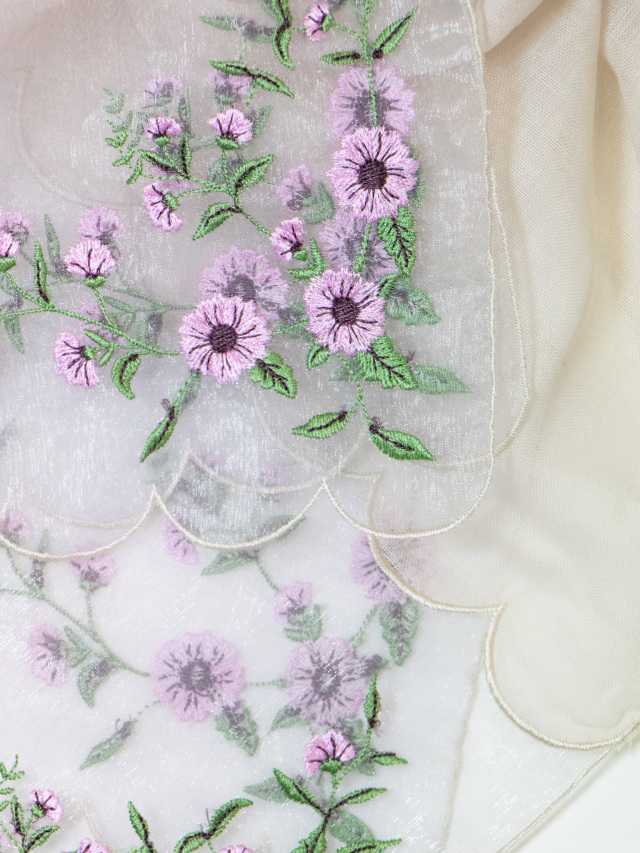 オーガンジーフラワー刺繍ストール la primavera online store