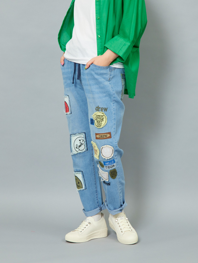 ワッペン刺繍カジュアルストレートデニム la primavera online store