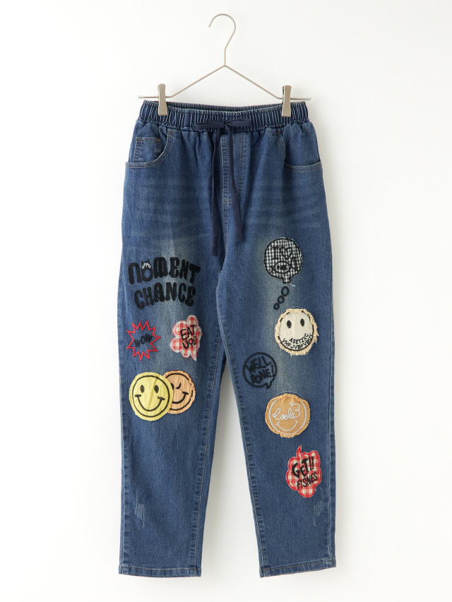カラー刺繍入りカジュアルイージーデニム