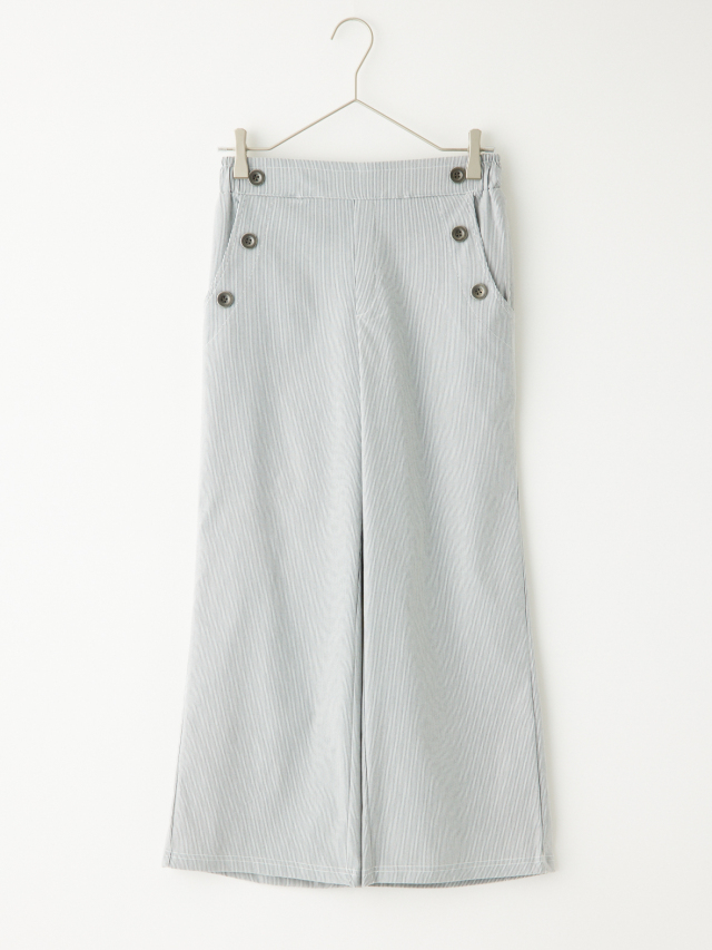 サイドボタンストライプマリンパンツ