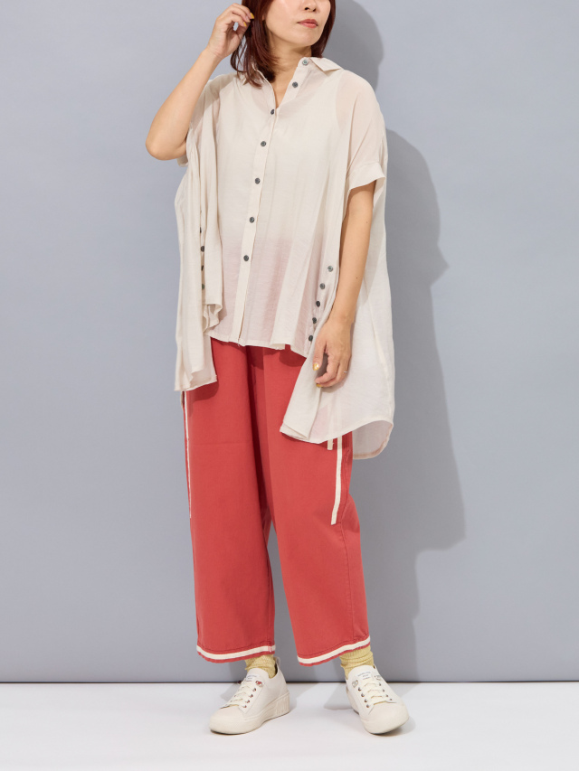 サイドテープクロップドワイドパンツ la primavera online store