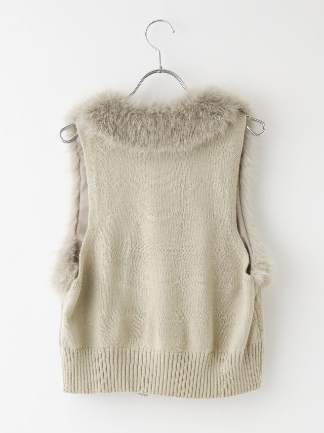 パール付きショートファーベスト la primavera online store