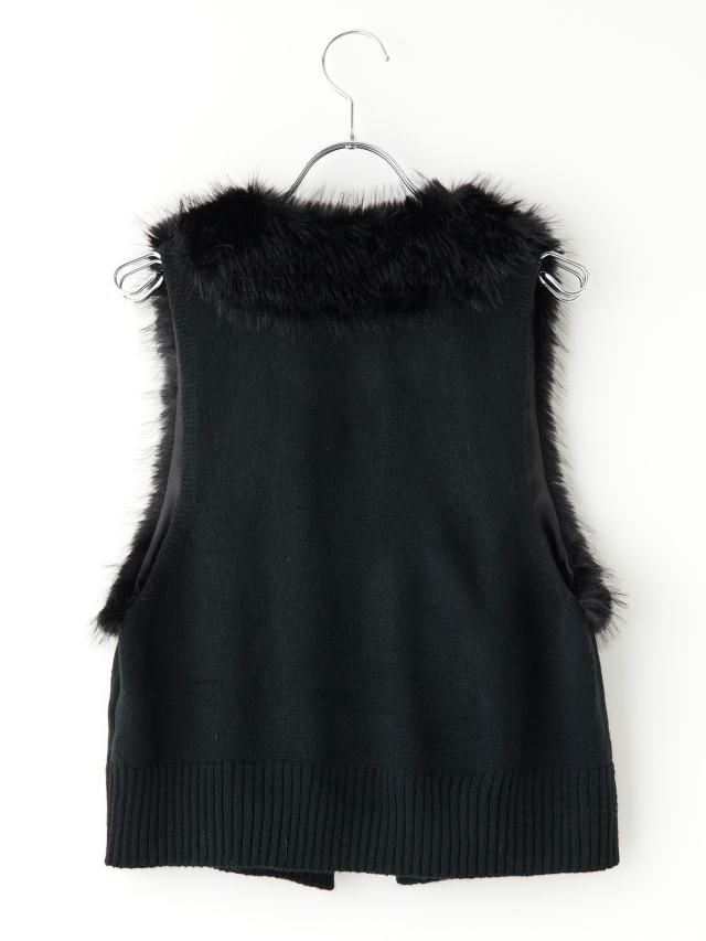 パール付きショートファーベスト la primavera online store