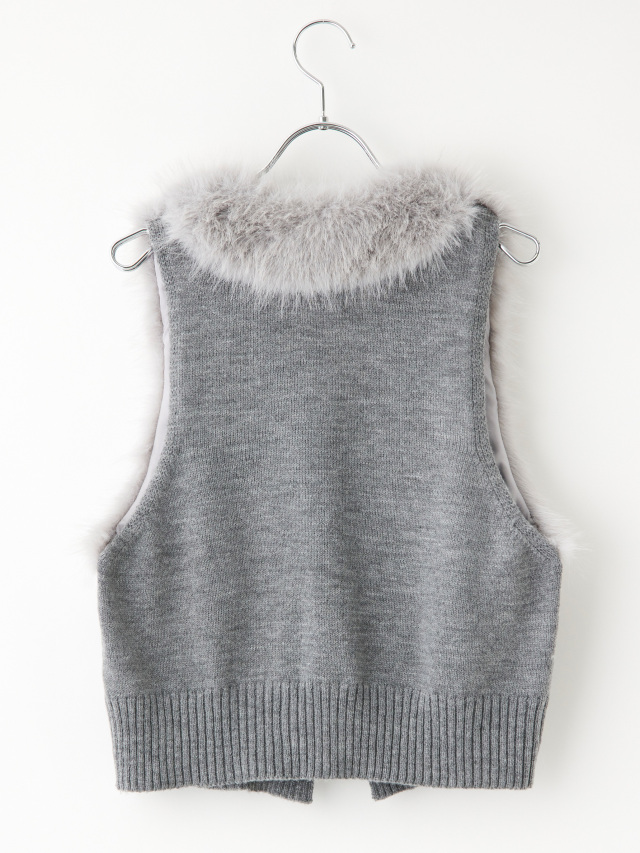 ショートファーベスト 楽天市場】新作 FOX襟 フォックスファーベスト ショート丈