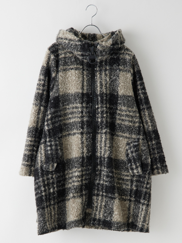 チェック柄ビッグジップスタンドカラーコート la primavera online store