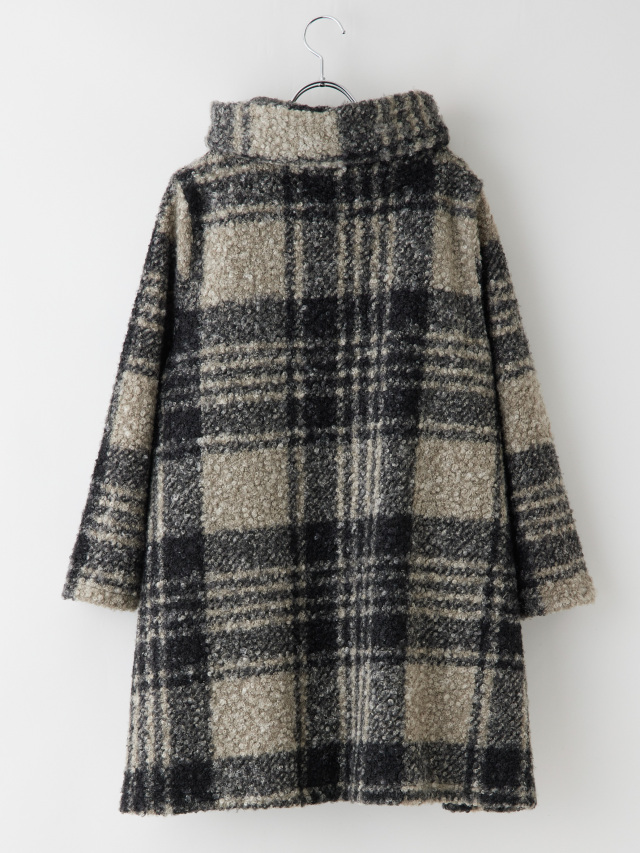 チェック柄ビッグジップスタンドカラーコート la primavera online store