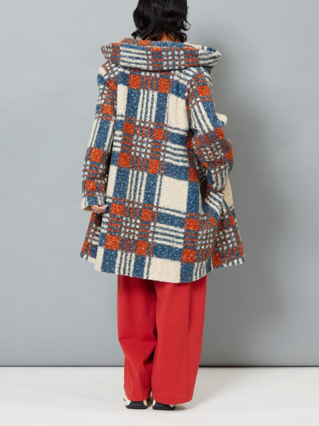 チェック柄ビッグジップスタンドカラーコート la primavera online store