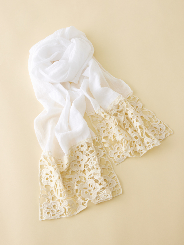 編みレース切替ストール la primavera online store