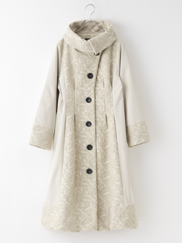 異素材コンビビッグカラーロングコート la primavera online store