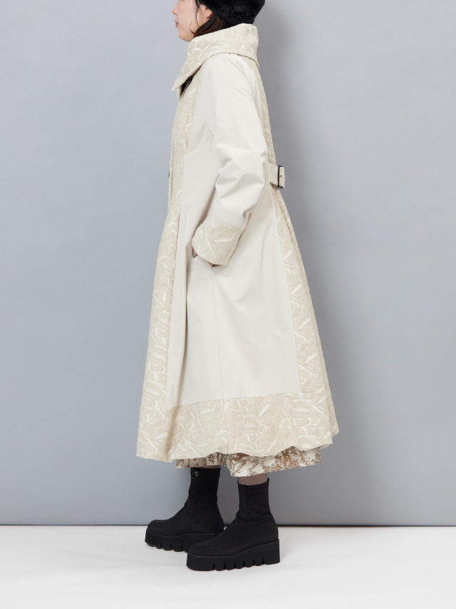 異素材コンビビッグカラーロングコート la primavera online store