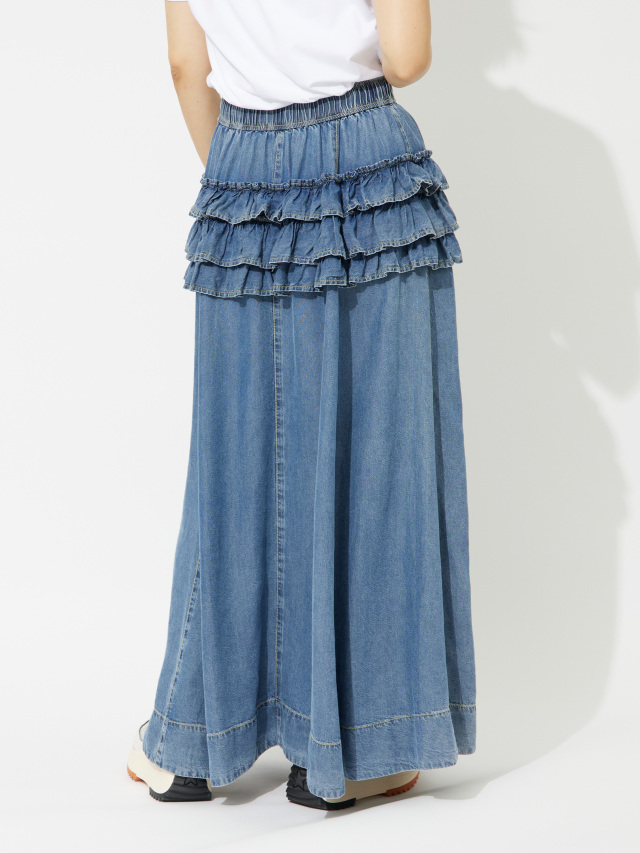⭐No.486 【Lサイズ】色落ちライトデニム⭐3段フリルチューリップバッグ⭐ 楽天市場】セール クロップドデニムジャケット ショートデニム