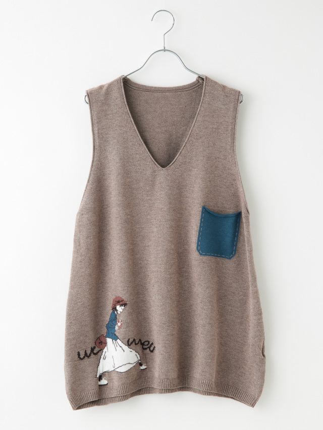 はるページ バイカラーポケットガールニットベスト la primavera online store